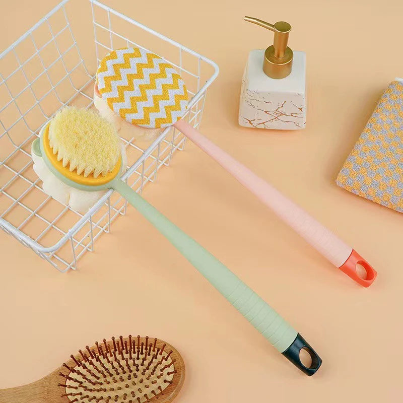 2-in-1 Double-Sided Bath Brush | Long Handle Back Scrub