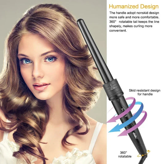 6-in-1 Interchangeable Ceramic Hair Curling Iron Set + Glove Curling Iron Set Peaceful Pleasures Health and Wellness
