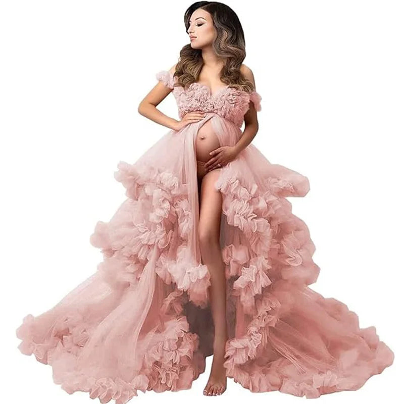 Split Flowy Maternity Photography Dress Photoshoot Baby Shower платье для беременных فساتين حوامل vestidos para embarazadas Peaceful Pleasures Health and Wellness