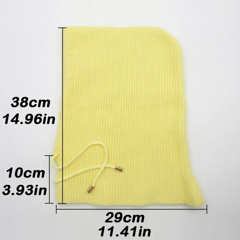 Women's Rabbit Fur Knitted Beanie Hood Hat | Winter Balaclava