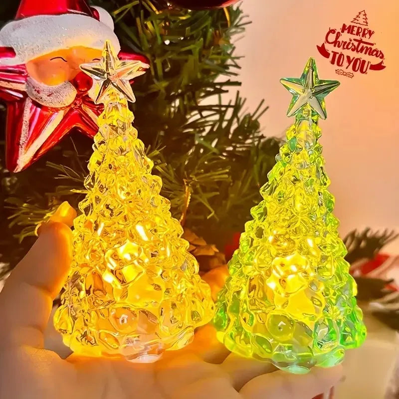 Crystal Christmas Tree Night Light | Battery Powered Star Design