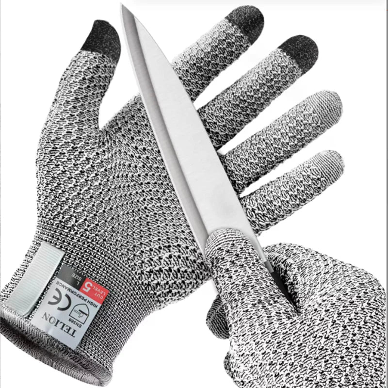 5-level Anti-cut Touch Screen Anti-cut Gloves Pineapple Patterned Kitchen Slaughtering and Fish-killing Anti-cut Gloves Peaceful Pleasures Health and Wellness Gray