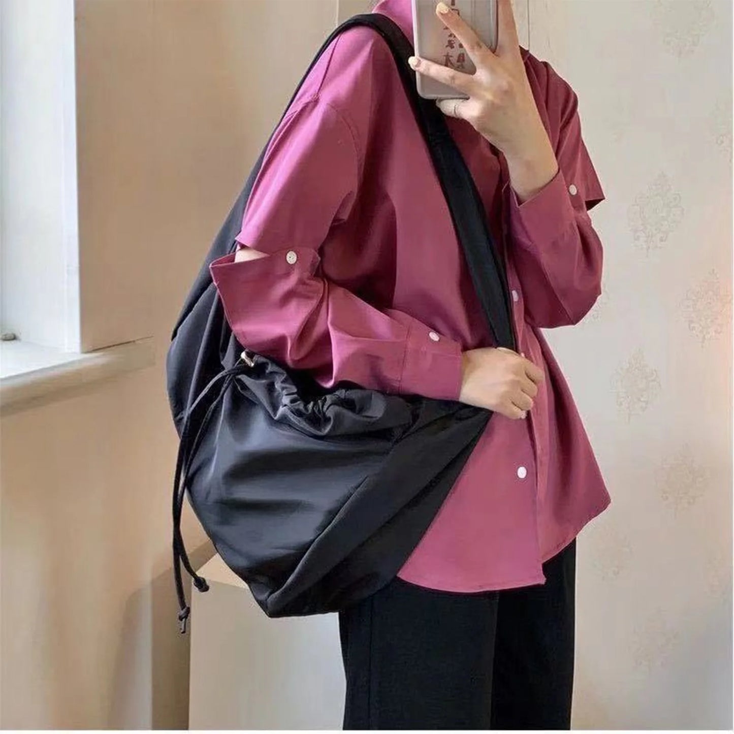 Tote Bag Women Satchel Bag Simple Large Capacity Oxford Cloth Shoulder Bag for Student Travel Party Work Peaceful Pleasures Health and Wellness