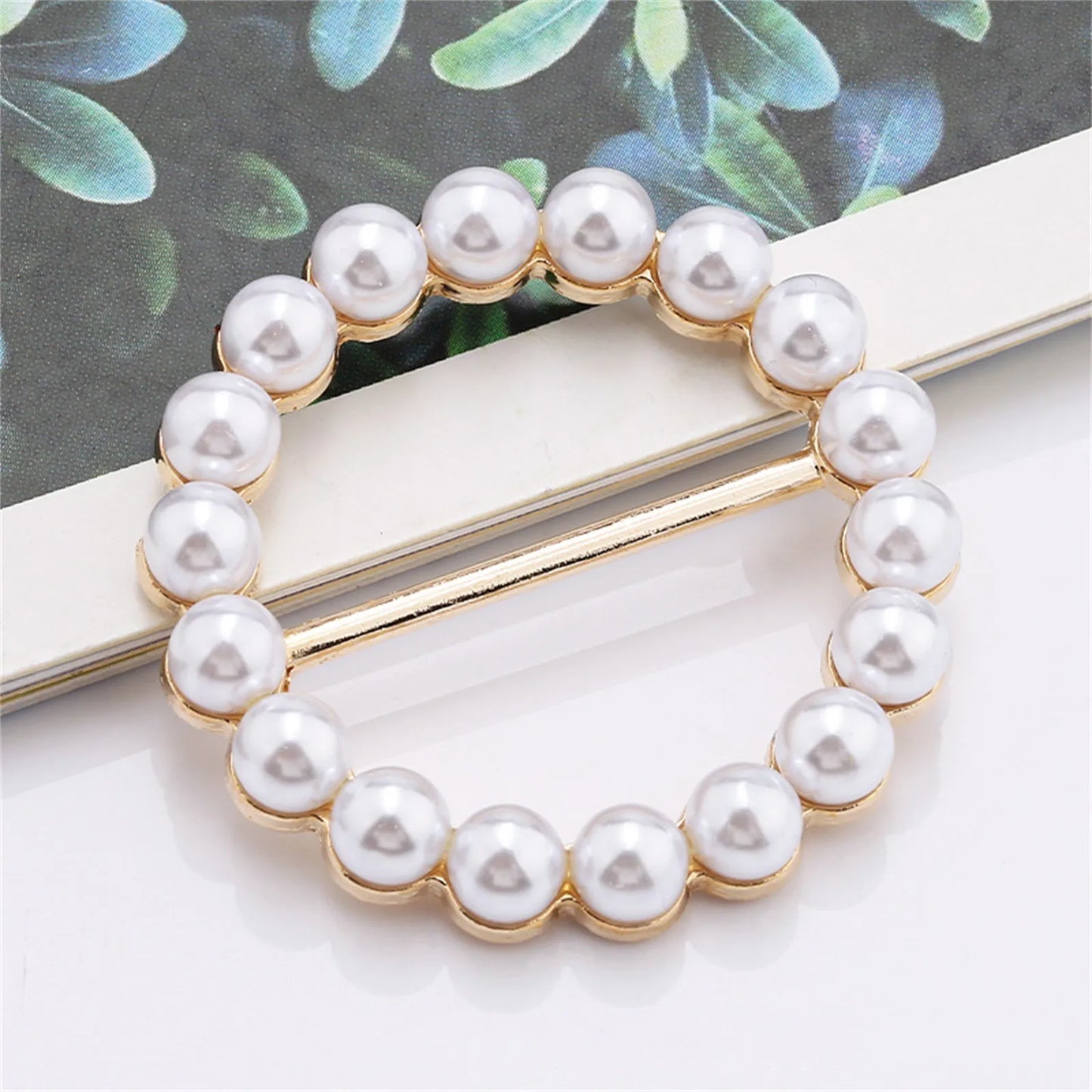 New Fashion Corner Hem Waist Knotted Brooches Crystal Pearl Metal Hijab Scarf Ring Button Shirt T-shirt Fixed Buckle Accessories Peaceful Pleasures Health and Wellness G One Size