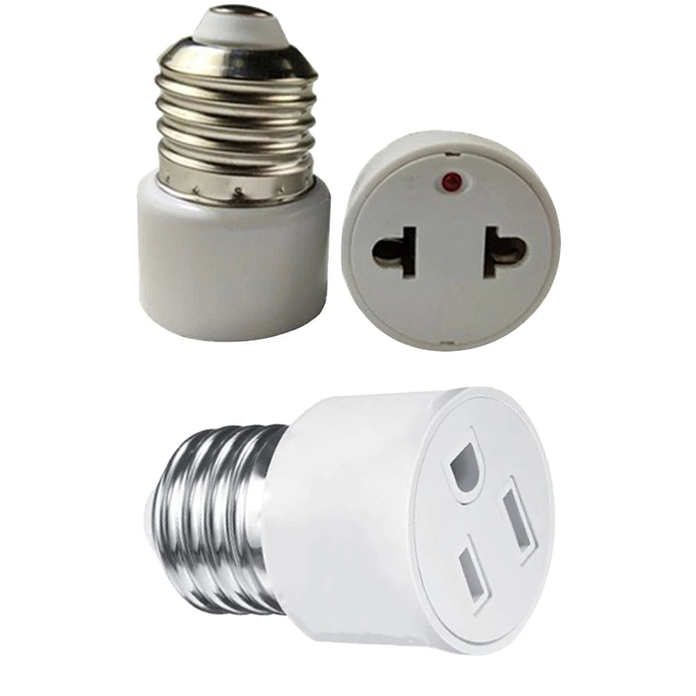 Bulb Base Screw Adapter E26/E27 Light Socket To Plug Adapter Flame Retardant Prong Light Socket Outlet Fit for 2/3 Prong Convert Peaceful Pleasures Health and Wellness