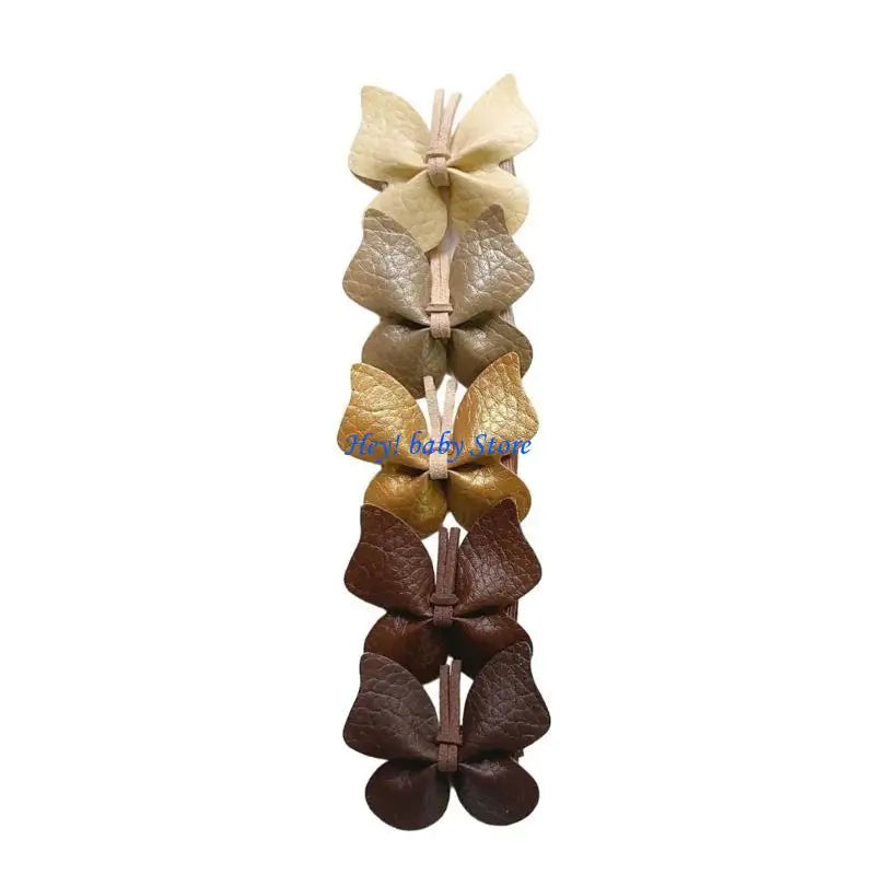 5-Pack Girls PU Leather Butterfly Hair Clips & Hairpins