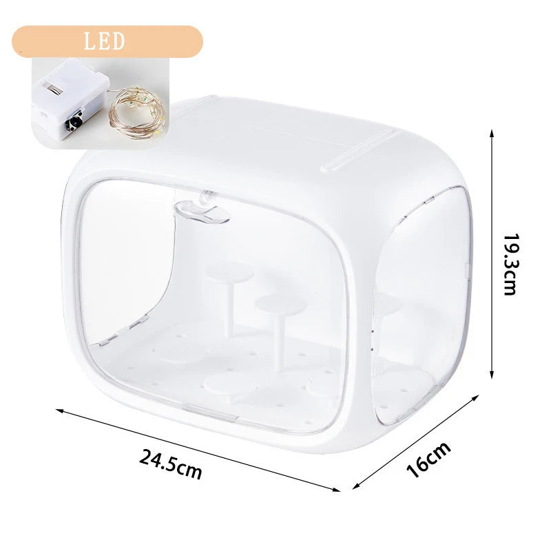 Practical Blind Box Storage Display Rack Space Capsule Storage Box Mini Figure Acrylic Display Cabinet Home Ornaments Decoration Peaceful Pleasures Health and Wellness white -led