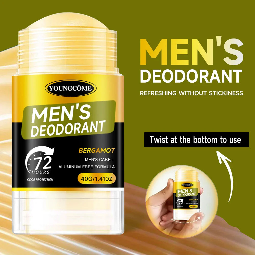YOUNGCOME Men's Sandalwood Deodorant Stick – 40g All-Day Fresh