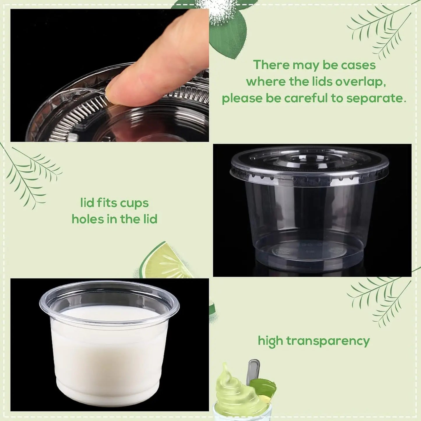 8/10OZ Plastic Parfait Cups with Flat Lids Disposable Dessert Cups with Lids Clear Plastic Fruit Cups Snack Cups with Lid Peaceful Pleasures Health and Wellness