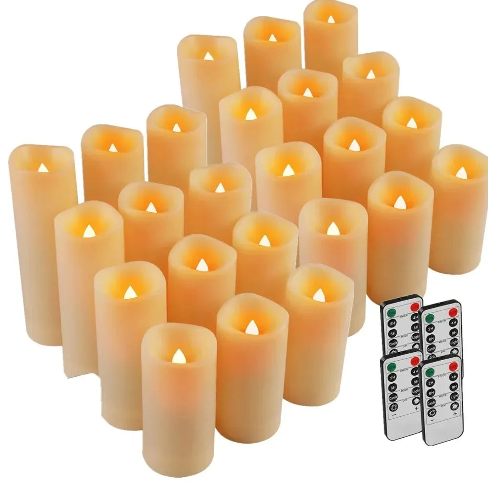 12-Pack LED Flameless Tea Light Candles with Remote & Timer