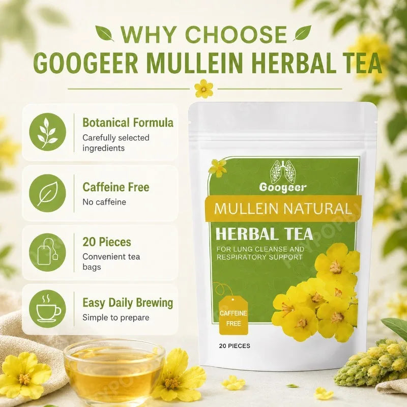 Mullein Herbal Tea – Caffeine-Free Citrus Floral Blend, 20 Bags