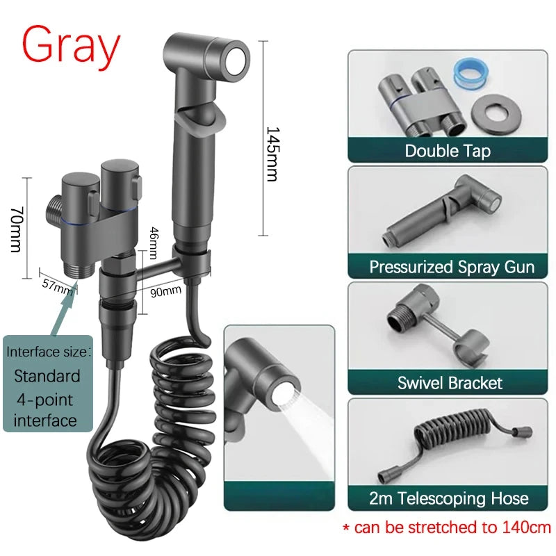 Handheld Bidet Sprayer Set | Brass Valve & 2m Hose