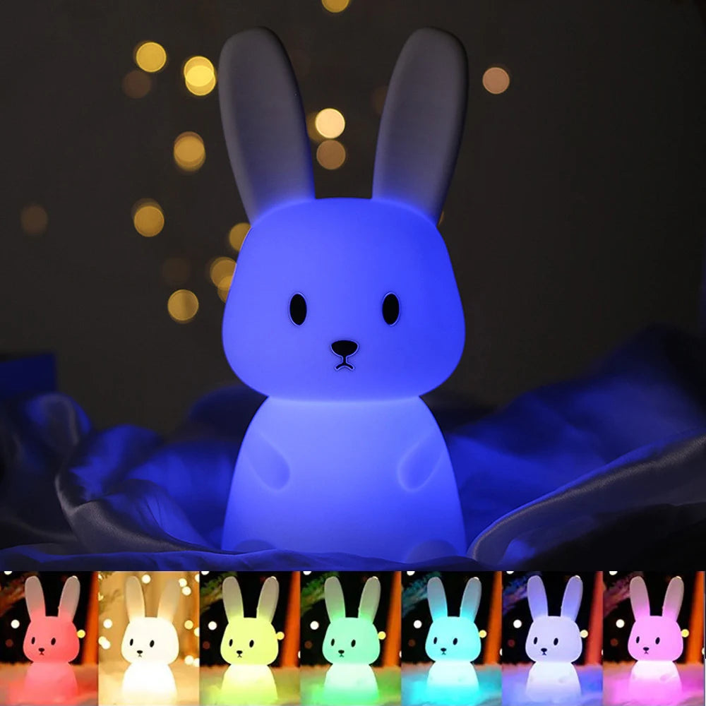 GGbingo Silicone Rabbit LED Night Light Touch Sensor Table Lamp Cute Animal Bedroom Decor Gift for Kids Baby Child Home Peaceful Pleasures Health and Wellness