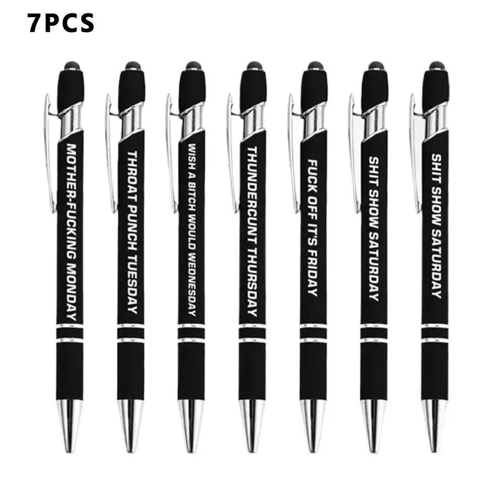 Fun Stress-Relieving Daily Quotes Metal Plastic Ballpoint Pen Set Smooth Writing Office School Supplies Creative Stationery Kit Peaceful Pleasures Health and Wellness B