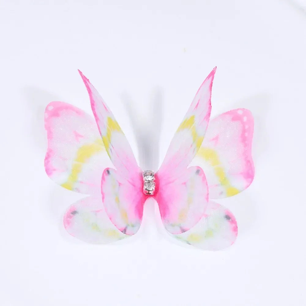 50Pcs 3D Organza Butterfly Appliqués – Gradient Mesh Patches