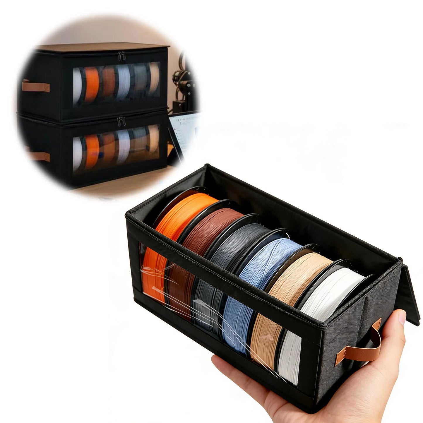 3D Printer Filament Storage Bag Clear Window Foldable Dustproof Organizer for Spools Toys CD Storage Case 42x21x20.5CM Box Peaceful Pleasures Health and Wellness