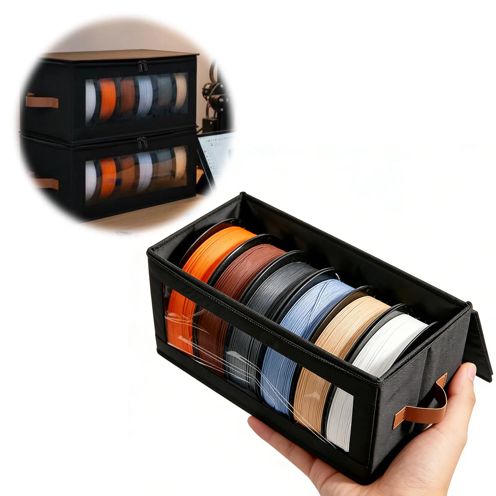 3D Printer Filament Storage Bag Clear Window Foldable Dustproof Organizer for Spools Toys CD Storage Case 42x21x20.5CM Box Peaceful Pleasures Health and Wellness