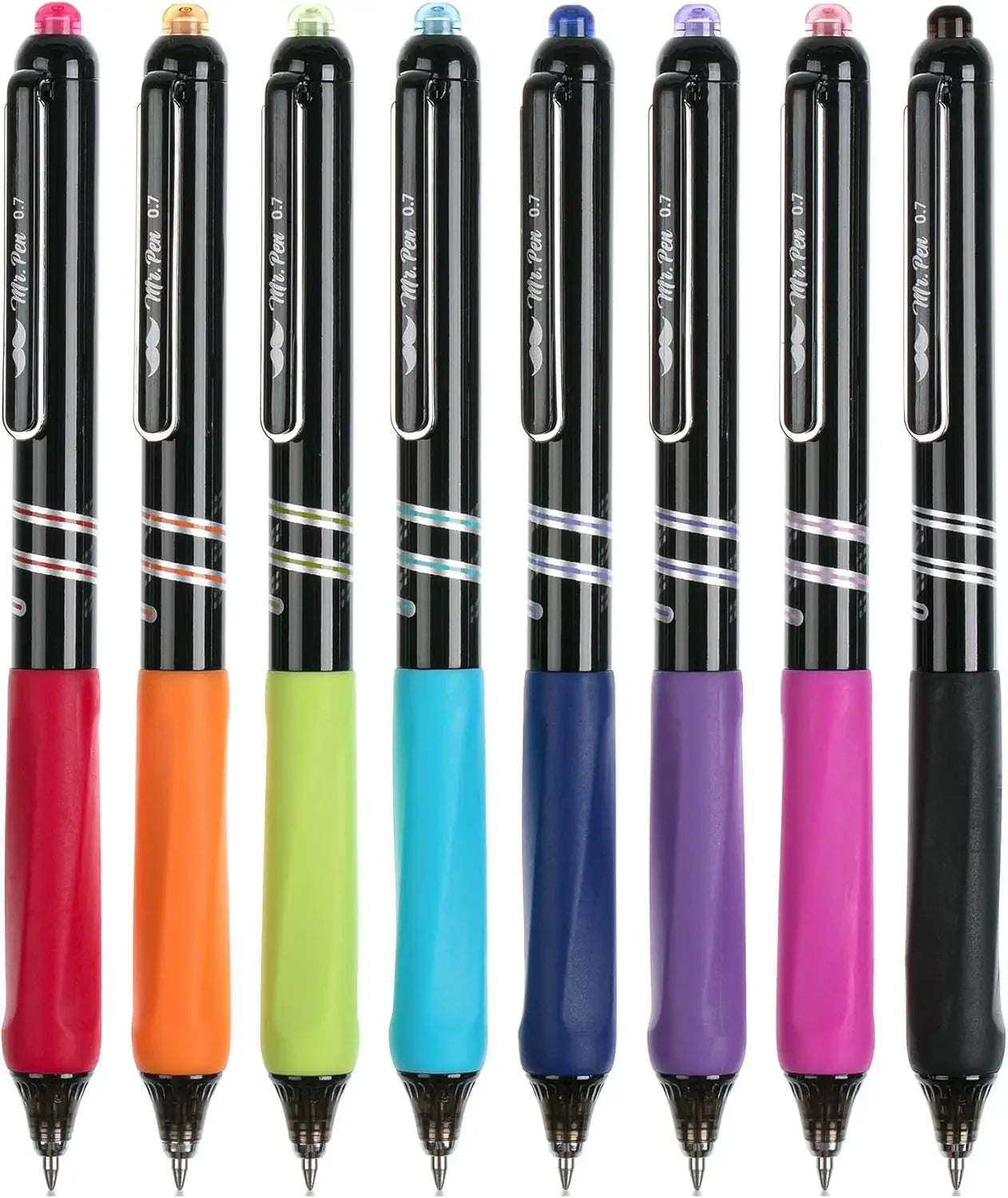 8-Pack Retractable Gel Pens, 0.7mm Fine Point, Vibrant Colors, Fast-Drying Ink for Smooth Writing Peaceful Pleasures Health and Wellness United States