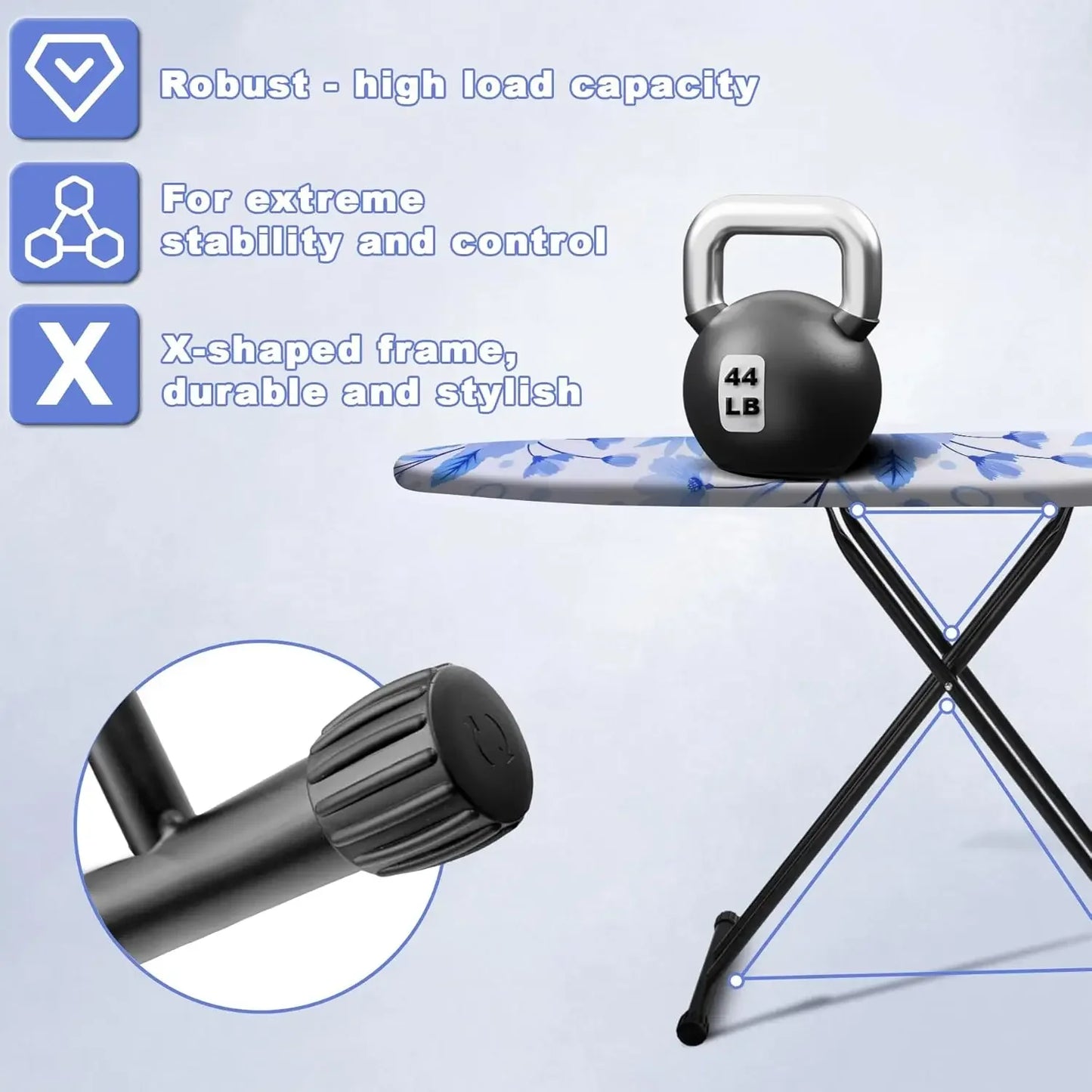 Compact Ironing Board with Extra Thick Padded Cover, Stable Foldable Design for Efficient Ironing Peaceful Pleasures Health and Wellness