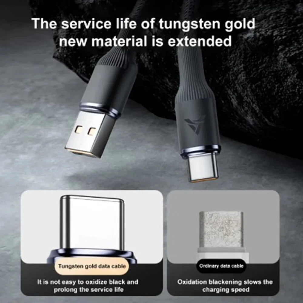 120W USB-A to USB-C Fast Charging Braided Cable – Tungsten Gold Peaceful Pleasures Health and Wellness