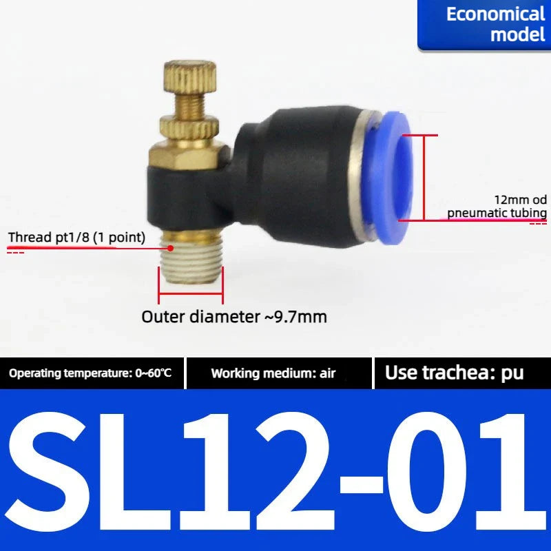 Quick Connect Pneumatic Air Speed Throttle Valve SL 4–12mm