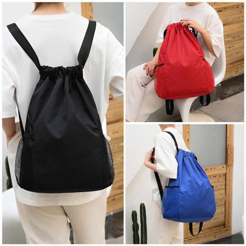 Backpacks Women Men Large Capacity Bundle Pocket Drawstring Bag For Unisex Sports Casual Backpack Solid Color Travel Bags Peaceful Pleasures Health and Wellness