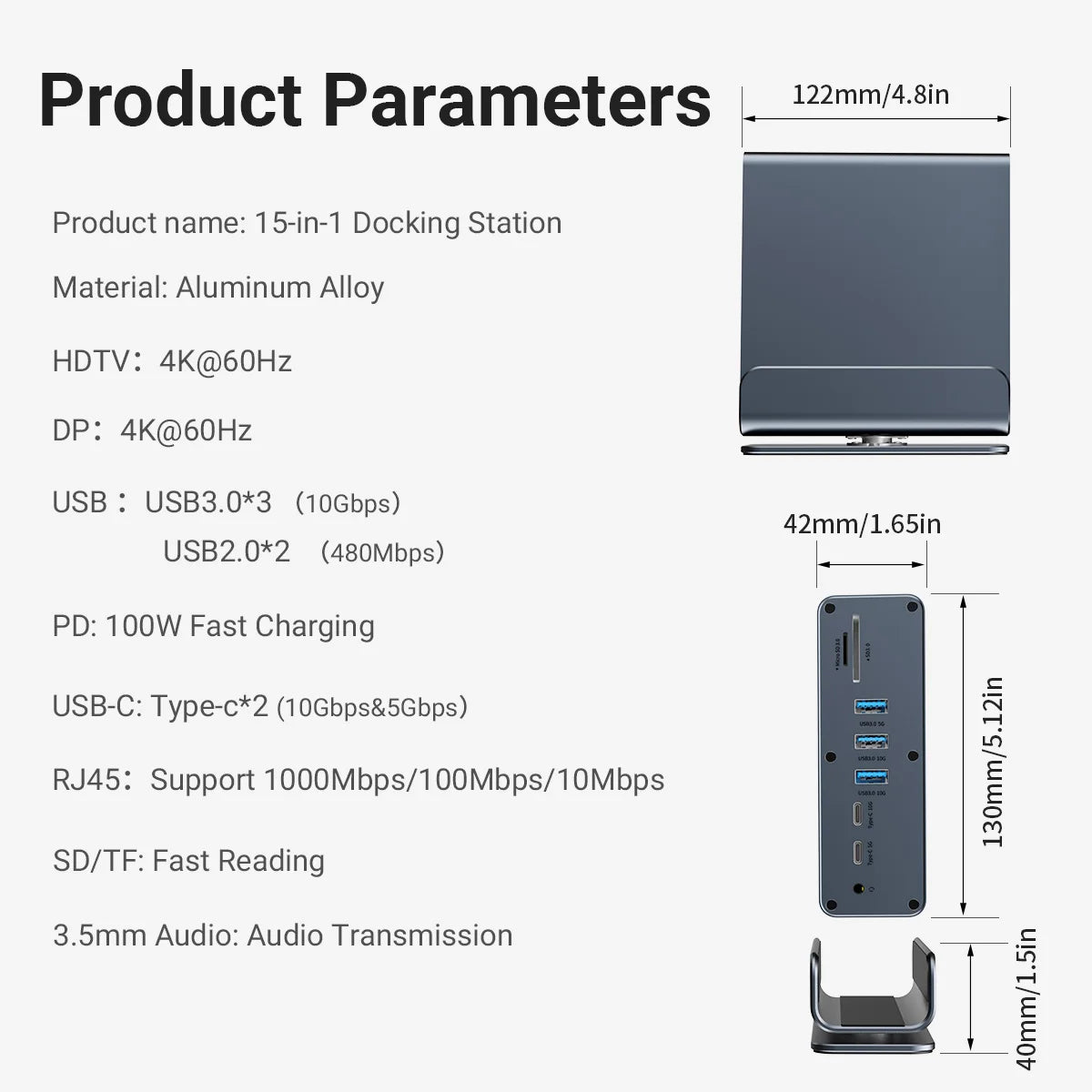 NADODO 15-in-1 USB-C Docking Station | Dual HDMI & DP