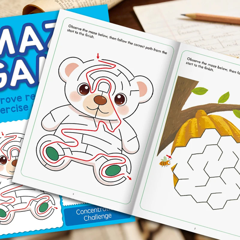 Children's Concentration Training Maze Game Book Fun Patterns Little
