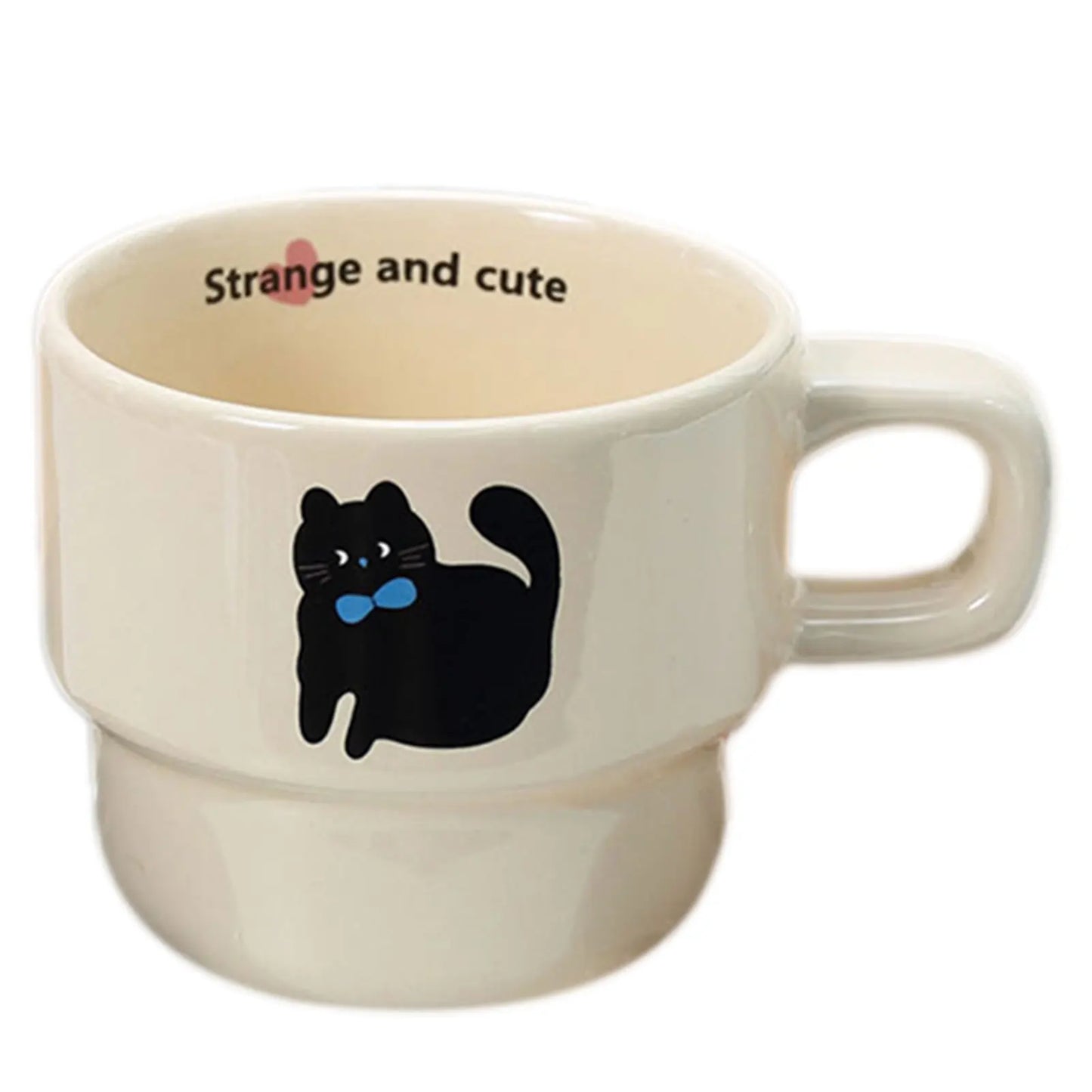 High-end Japanese Stacking Water Cup Coffee Mug Cute Milk Ceramic Cup Lovers Friend Cartoon Water Drinking Glass(Without spoon) Peaceful Pleasures Health and Wellness A As Shown