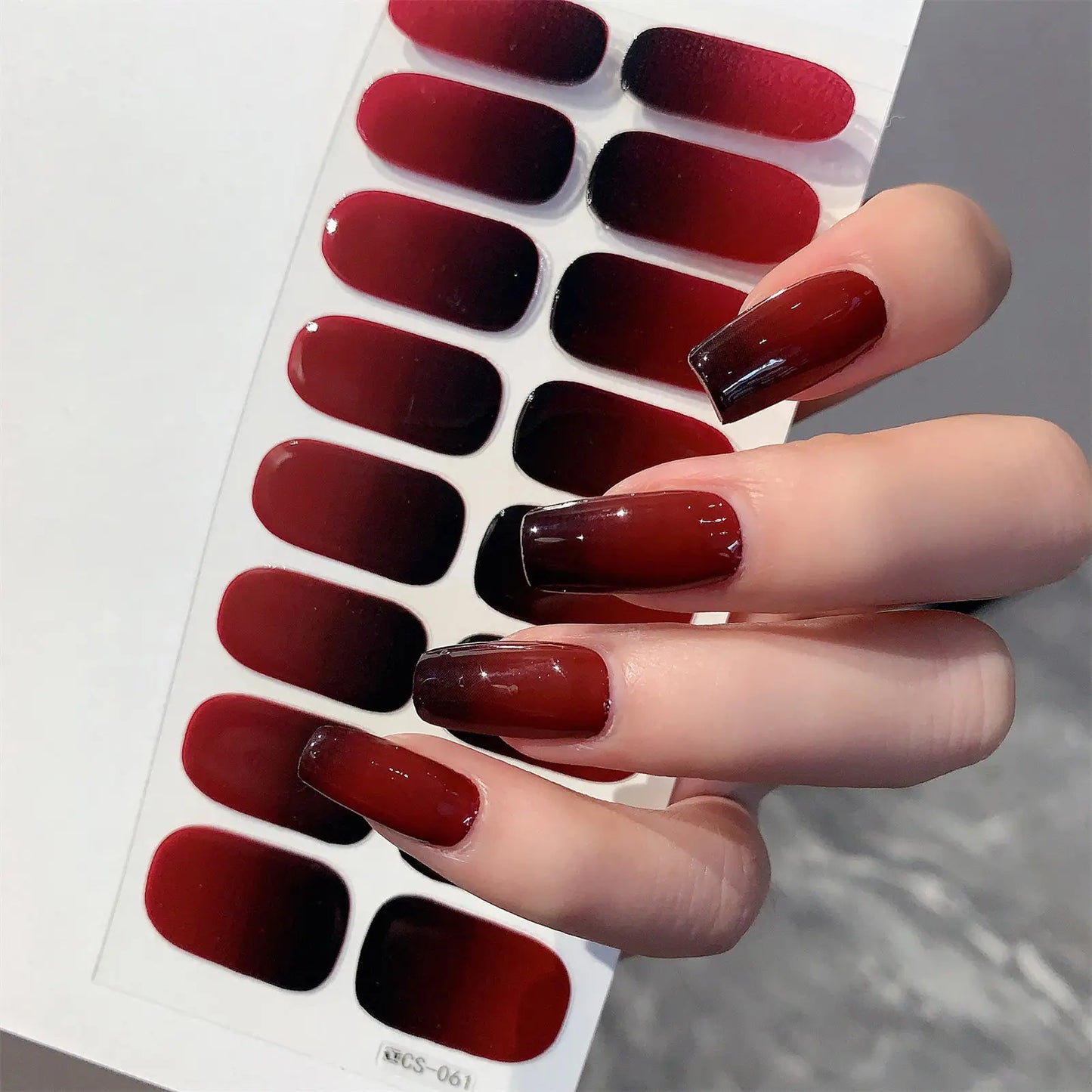 1 Sheet Semi Cured Wrap Gradient Nail Sticker Multi Color Solid Gel Full Cover Slider No Need UV Lamp Cured Fast Gel Nail Decal Peaceful Pleasures Health and Wellness Cs61
