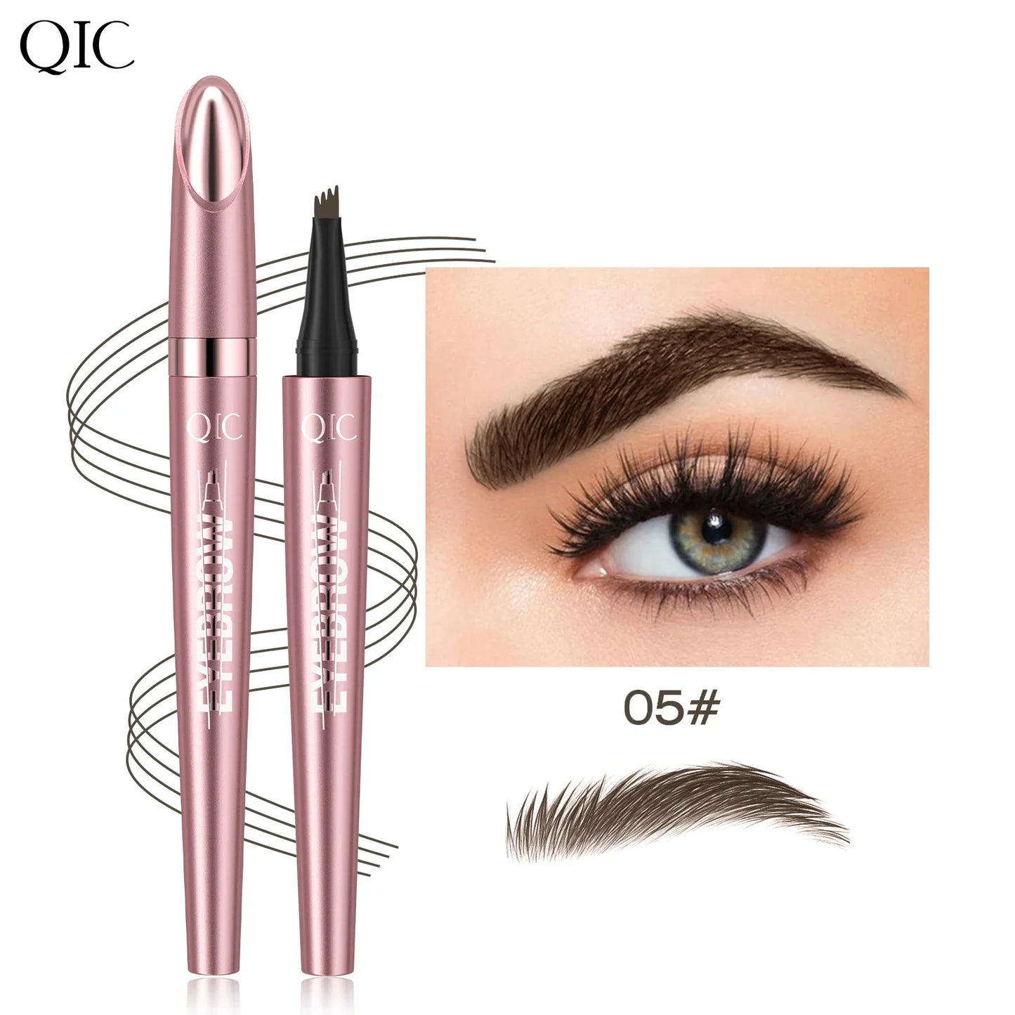 QIC 4-Fork Tip Microblading Eyebrow Pen – Waterproof & Natural