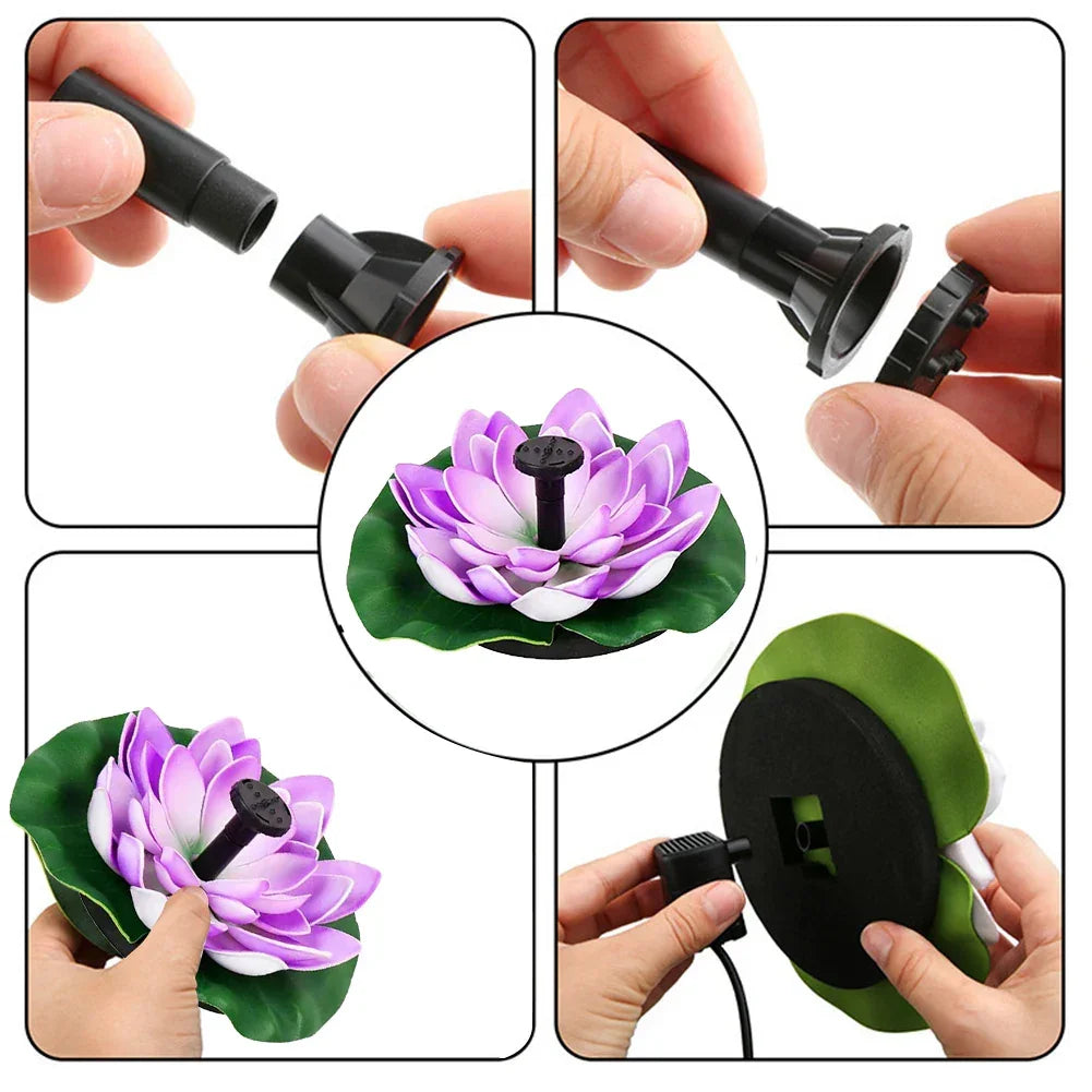 Lotus Solar Water Fountain – Floating Garden Fountain Peaceful Pleasures Health and Wellness