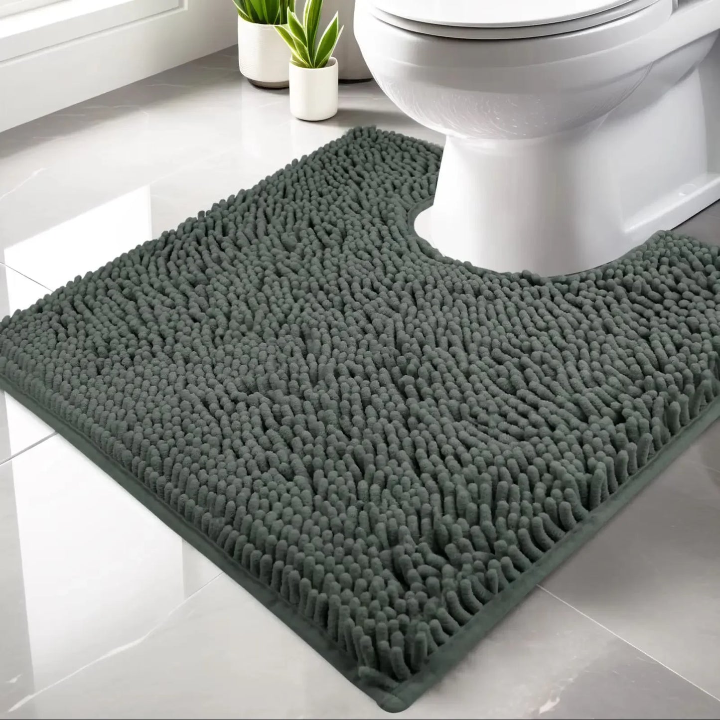 U-Shape Toilet Mat Non-Slip Shaggy Soft Pedestal Mat for Bathroom, Water Absorbent bath mat oilet Mat for Floor Dry Pedestal Mat Peaceful Pleasures Health and Wellness