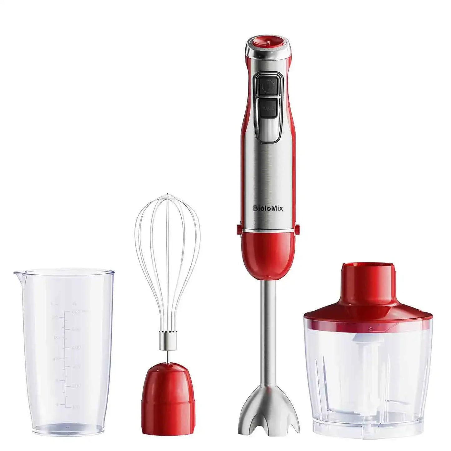 BioloMix 4-in-1 Immersion Hand Blender 1200W Immersion Blender Peaceful Pleasures Health and Wellness HB1200 RED AU Plug 4 in 1|China Mainland