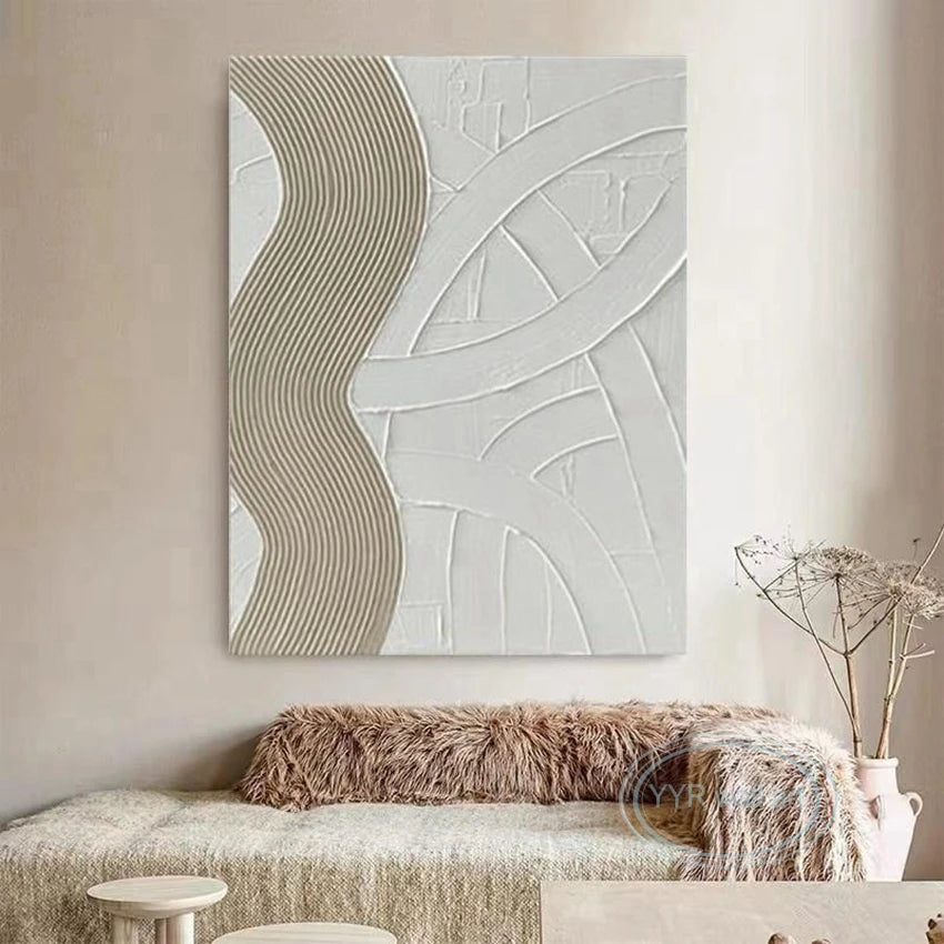 Stripe Texture Decor Oil Painting Modern Abstract Handmade Wall Art Canvas Mural Living Room Bedroom Porch Hotel Hanging Picture Peaceful Pleasures Health and Wellness