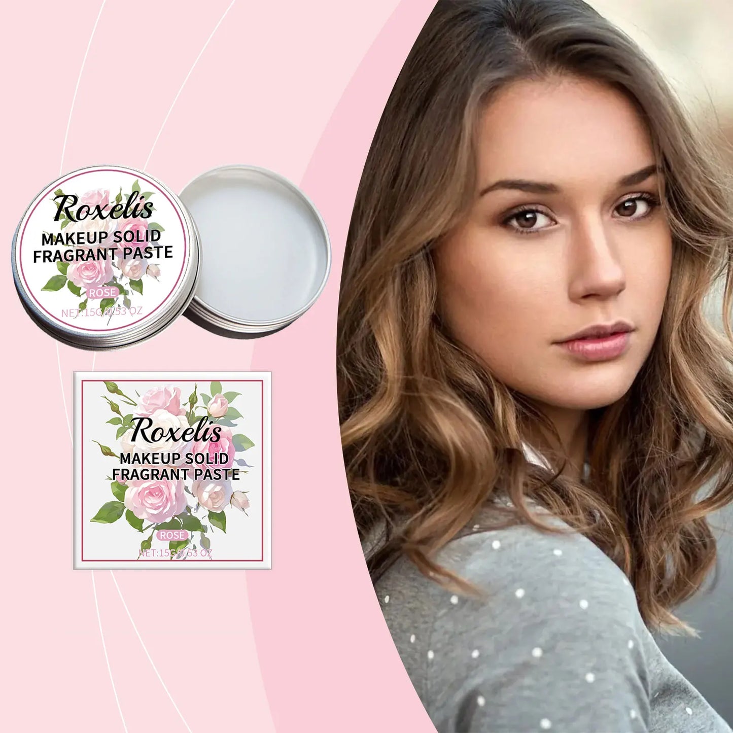 ROXELIS Rose Solid Perfume Balm | Travel Pocket Parfum for Women