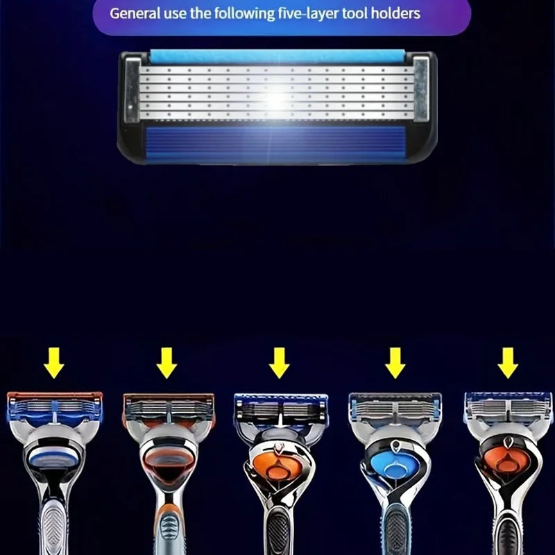 6-Blade Reusable Razor with Multi-Head Attachments | Precision Shave