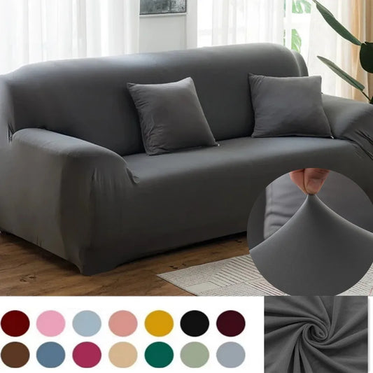Elastic Sofa Covers Solid Color for Living Room L Shaped Sectional Corner Slipcovers Couch Chair Protector 1/2/3/4 Seater Peaceful Pleasures Health and Wellness