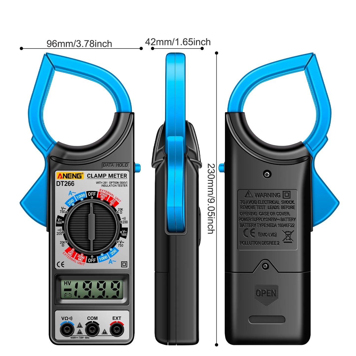 ANENG DT266 LCD 1999 Count Digital True RMS Professional Clamp Meter AC/DC Current Voltage Tester Multimeter Pliers Ammeter Peaceful Pleasures Health and Wellness