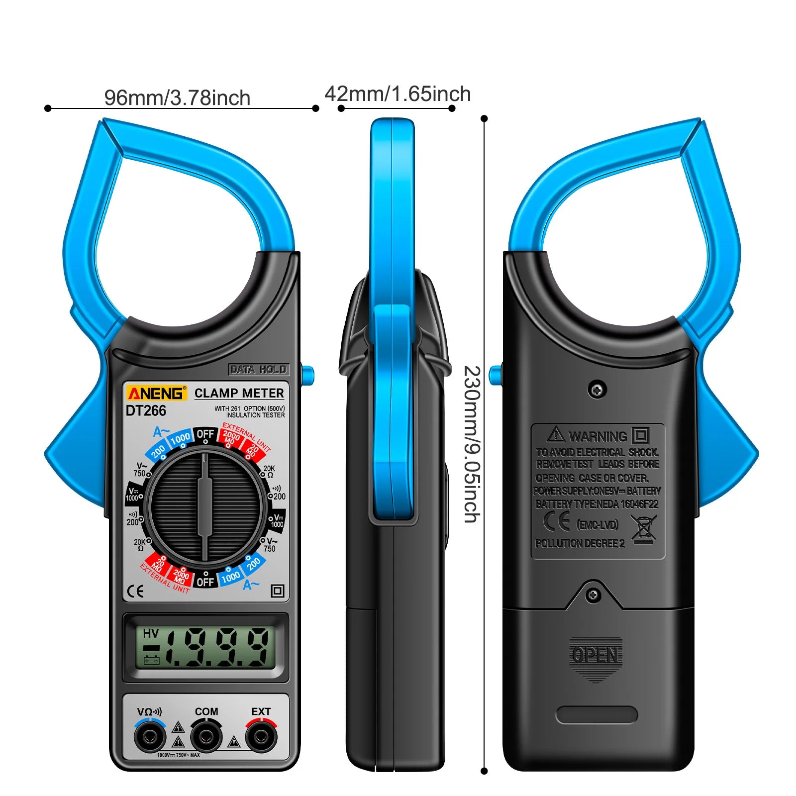 ANENG DT266 LCD 1999 Count Digital True RMS Professional Clamp Meter AC/DC Current Voltage Tester Multimeter Pliers Ammeter Peaceful Pleasures Health and Wellness