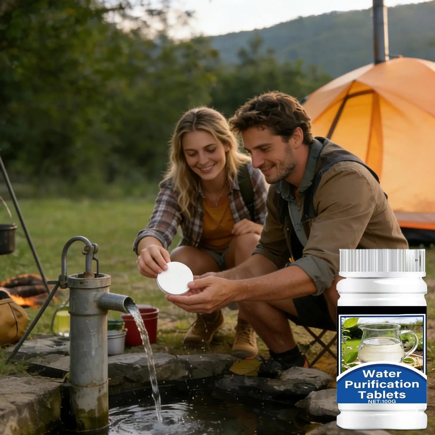 Water Purification Tablets 100g Drinking Purifier Tablets Hiking Water Purification for Survival Apartment Camping Hiking Peaceful Pleasures Health and Wellness