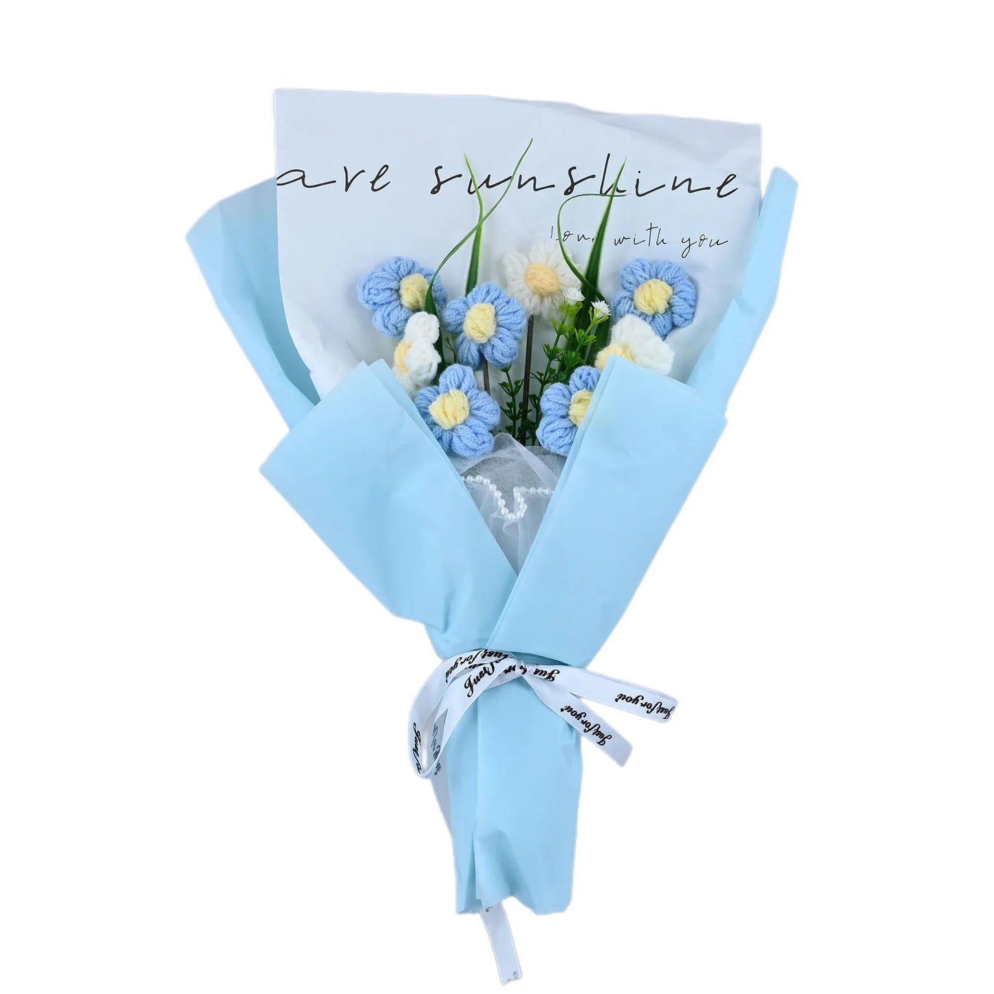 Artificial Flower Crochet Bouquet Hand Knitted Finished Wedding Decor