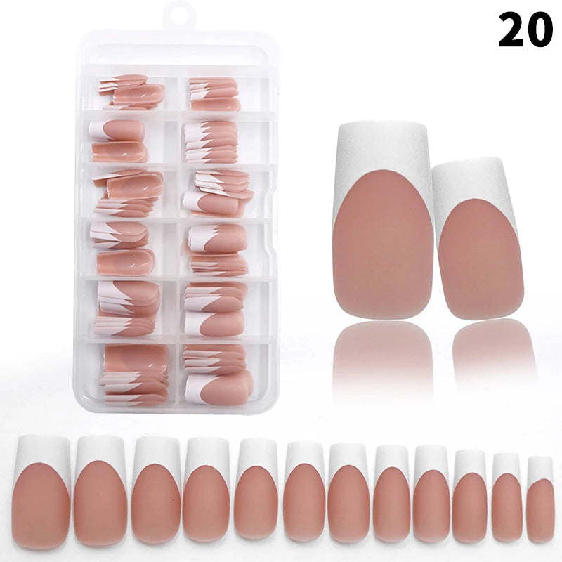 120pcs/box Nude Pink Matte French Press On Nails 12sizes Extra Long Square Full Cover Soft Gel False Nail Tips Nail Extension Peaceful Pleasures Health and Wellness ZSBFSZF F