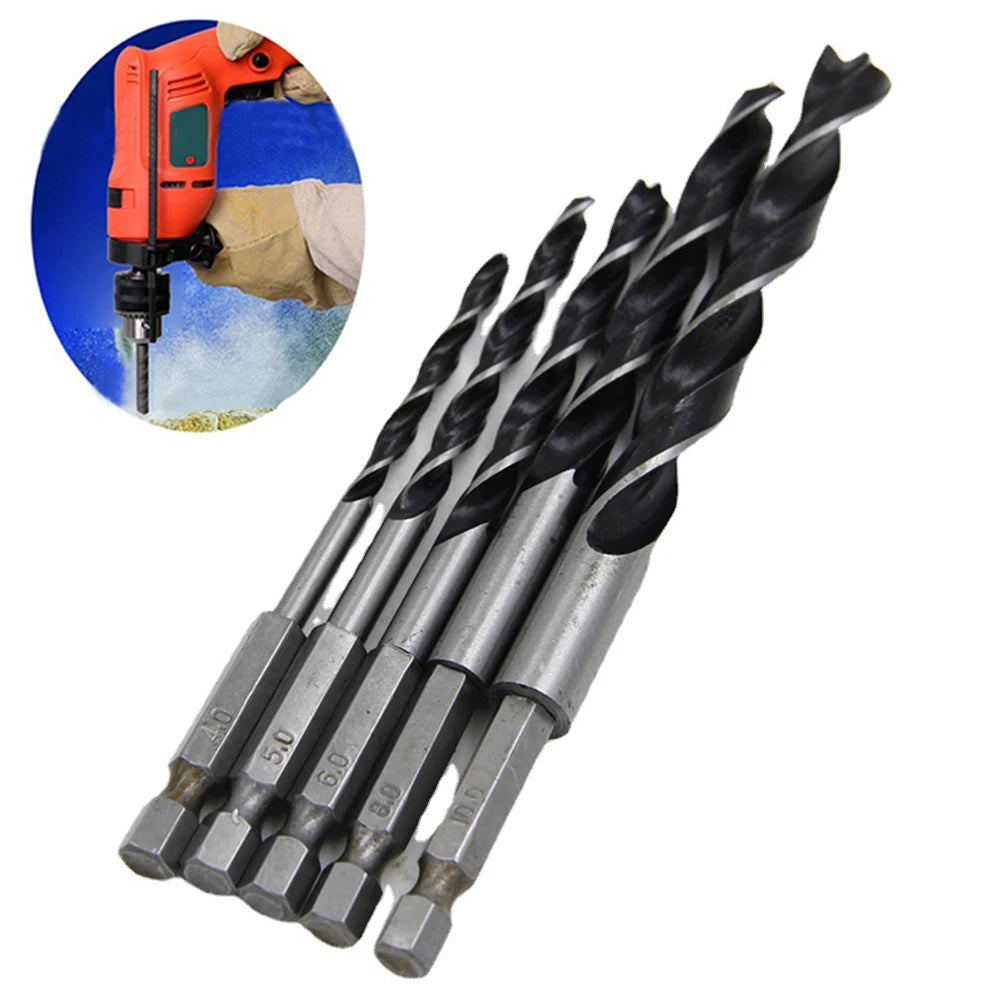 Drill Bit 4- Three Point Woodworking Bits 1 4 Hex Shank Wood HCS