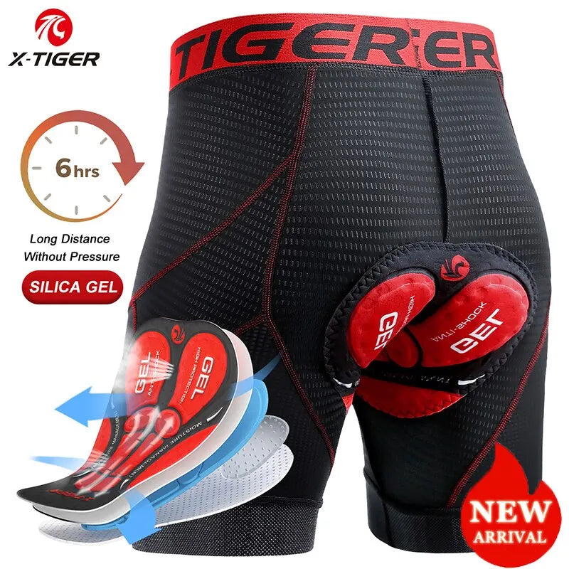 X-TIGER Men's Gel Pad Cycling Shorts – Breathable MTB Underwear