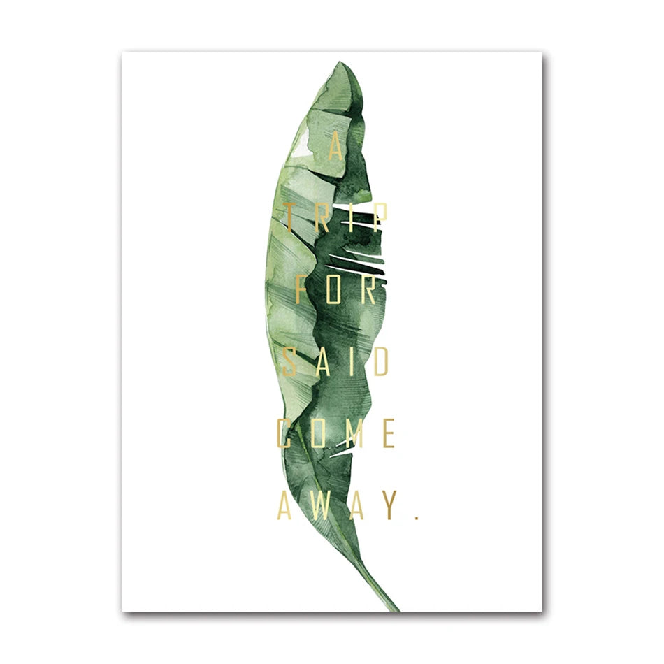 Nordic Tropical Plants Canvas Wall Art | Green Leaves Poster