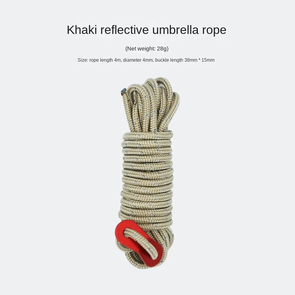 4M Durable Tent Rope Luminous High Reflective Tent Rope with Buckle Multi-Function Sturdy Tent Rope for Outdoor/Beach/Camping ﻿ Peaceful Pleasures Health and Wellness Dark Khaki
