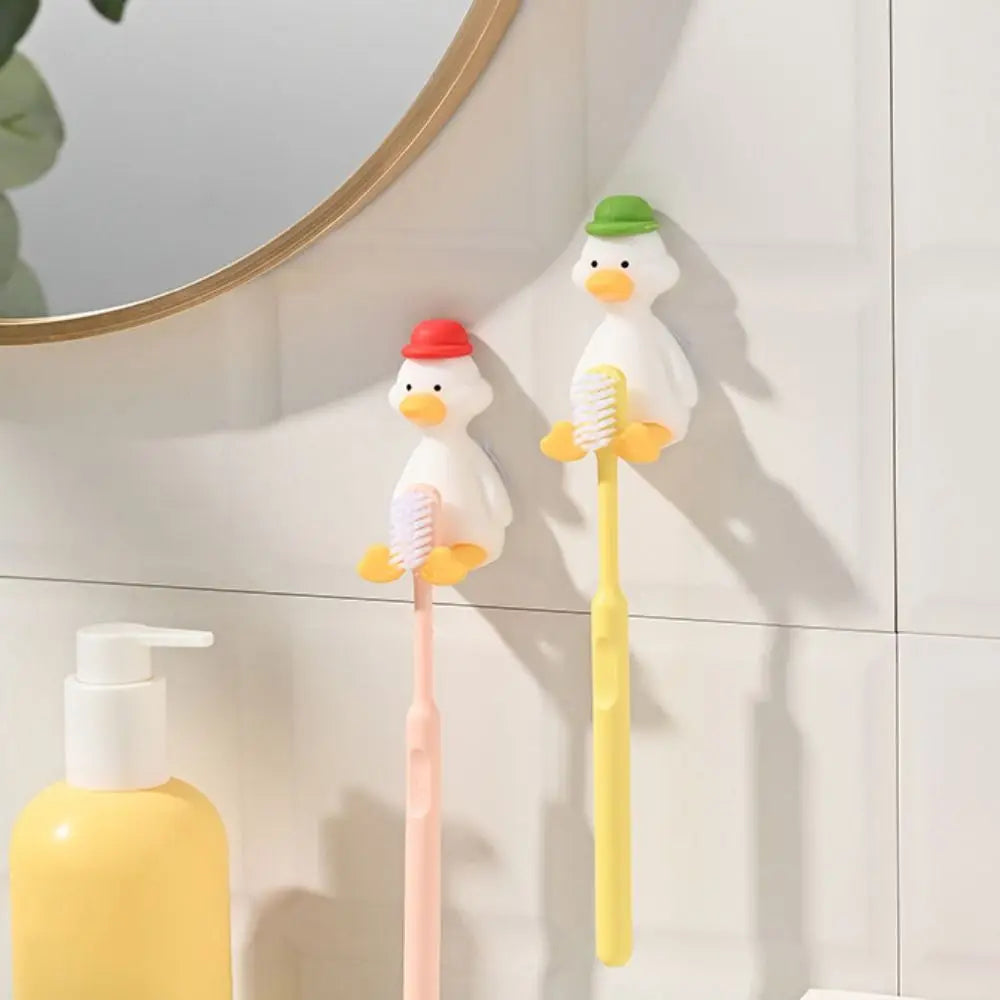 3D Cute Duck Silicone Toothbrush Holder | Suction Cup Rack