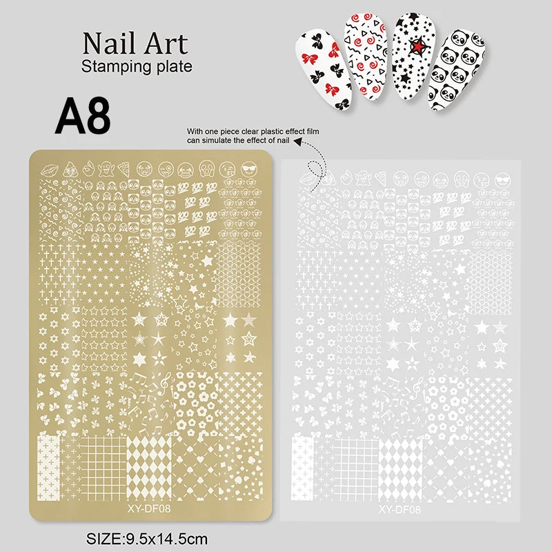 Large Gold Nail Stamping Plates Butterfly Flower Bamboo Forest Pattern Stainless Steel Stencil Nail Art Stamps Template Peaceful Pleasures Health and Wellness A8