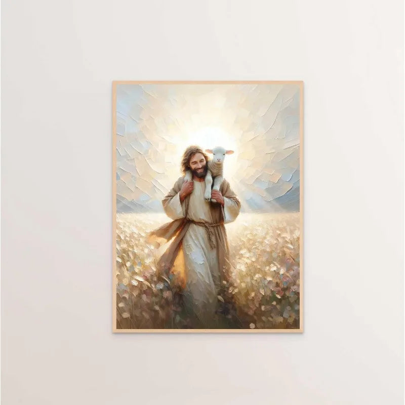 (1pc frameless)Modern Christian Believer Poster Jesus Praying Shepherd Bible Verse Easter Canvas Painting Wall Art for Kids R Peaceful Pleasures Health and Wellness WO2090-19 20x30cm Unframed